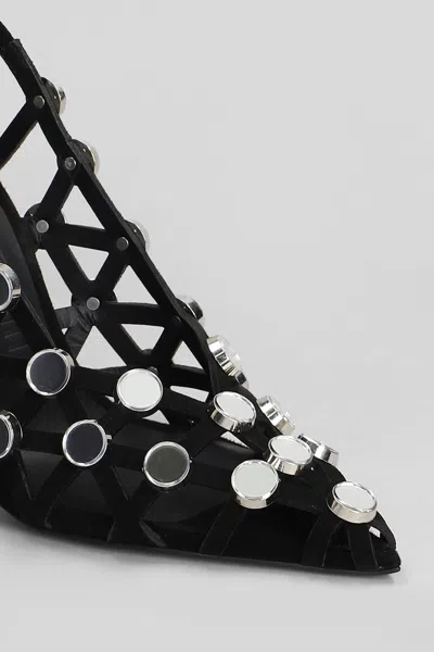 Attico 105mm Grid Rhinestone-embellished Pumps In Black