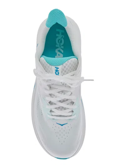 Hoka 'clifton 10' White Low Top Sneakers With Logo Lettering On The Side And Logo Patch On The Tongue