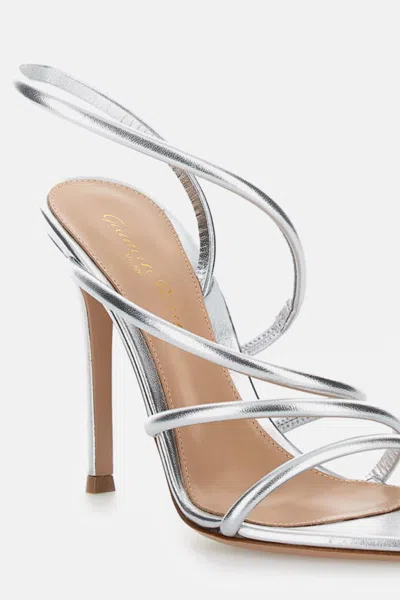 Gianvito Rossi 105mm Metallic Leather Sandals In Metallic