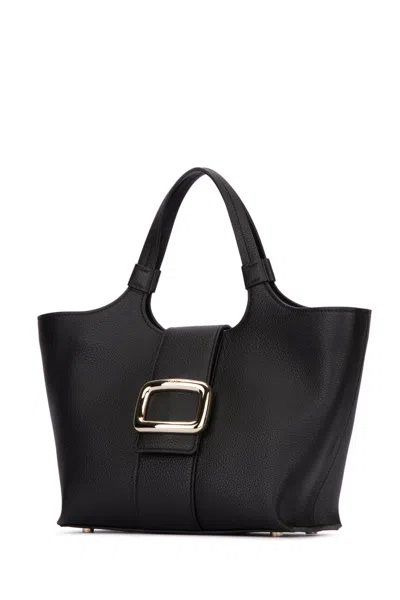 Roger Vivier Mini Tote Bag With Iconic Gold Buckle In Black