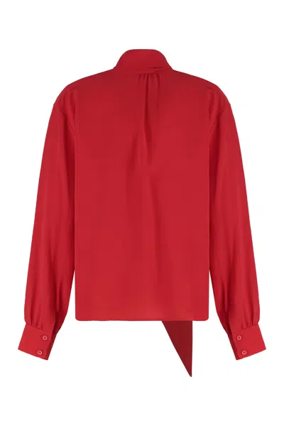 Prada Marocain Silk Shirt In Red