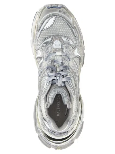 Balenciaga Runner 2.0 Sneakers Grey Silver In Animal Print