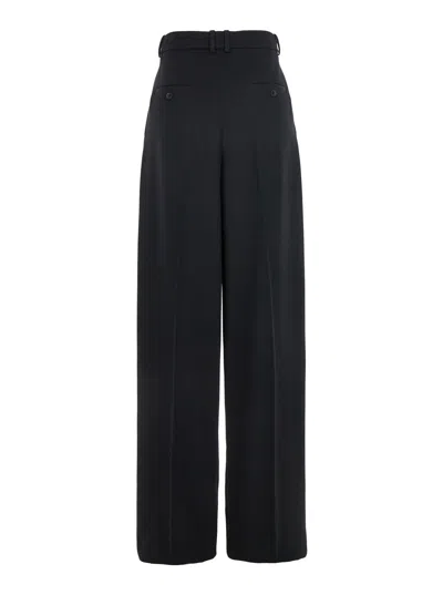 Saint Laurent Wide Leg Trousers With Pleats And Pockets
