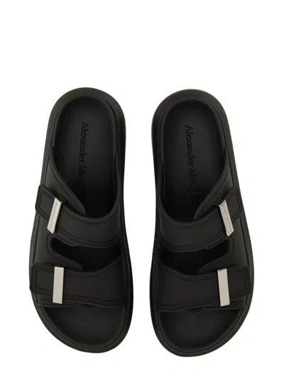 Alexander Mcqueen Black Rubber Sandals In Black