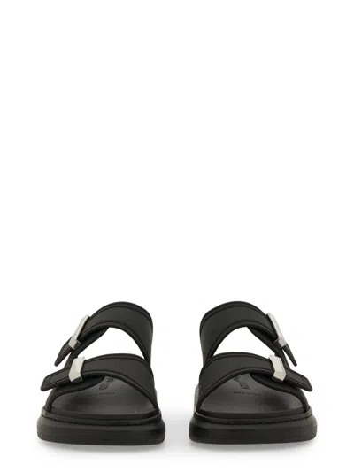 Alexander Mcqueen Black Rubber Sandals In Black