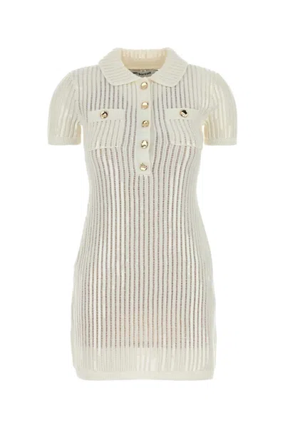 Self-portrait Mini Crochet Dress With Sequins In Neutral