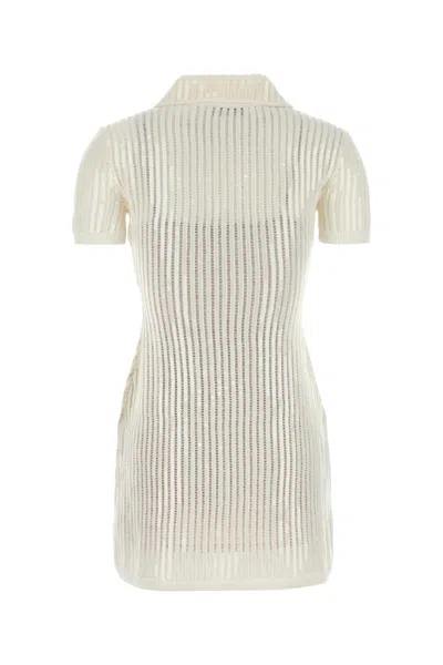 Self-portrait Mini Crochet Dress With Sequins In Neutral