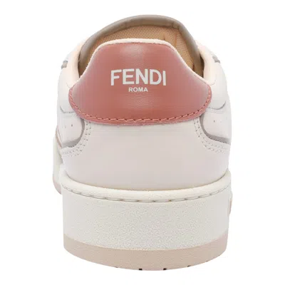 Fendi Modern Contrast Panel Sneakers With Perforated Design In Brown