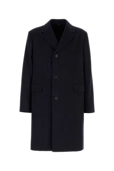 Prada Blue Single-breasted Wool Coat