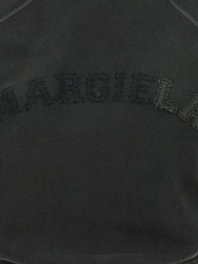 Maison Margiela Deconstructed Logo Sweatshirt With Ribbed Finish In Gray