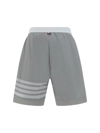 Thom Browne Gray Polyamide Bermuda Shorts In Gray