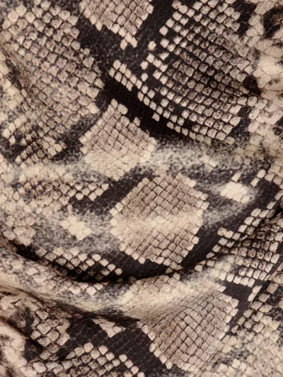 Acne Studios Snake Print Midi Dress With Side Slit In Brown