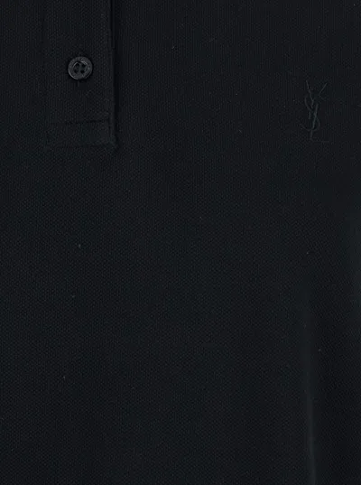 Saint Laurent Cotton Blend Polo Shirt With Logo In Black
