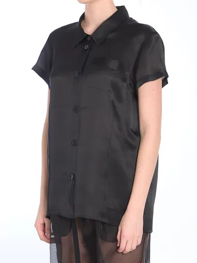Khaite Keefe Silk Charmeuse Shirt In Black