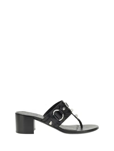 Balenciaga Thong Sandals Block Heel In Black