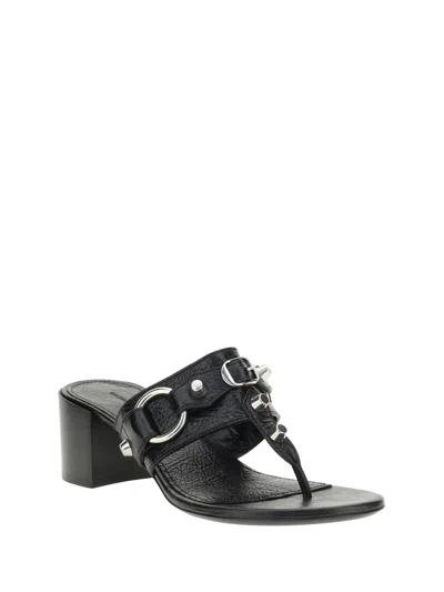 Balenciaga Thong Sandals Block Heel In Black