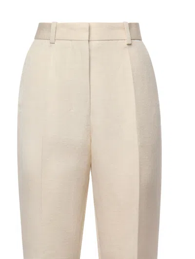 Jacquemus White Slim Fit Pant In Beige