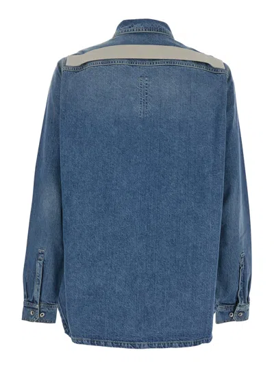 Drkshdw Blue Shirt With Classic Collar And Applied Chest Pockets In Denim Man