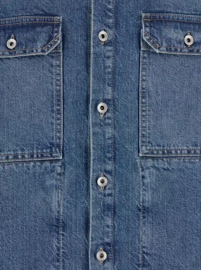 Drkshdw Blue Shirt With Classic Collar And Applied Chest Pockets In Denim Man