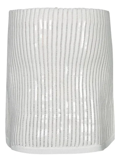 Self-portrait Self Portrait 'crochet' Skirt In White Cotton Blend
