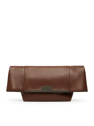 Max Mara Large Clutch In Natural Leather