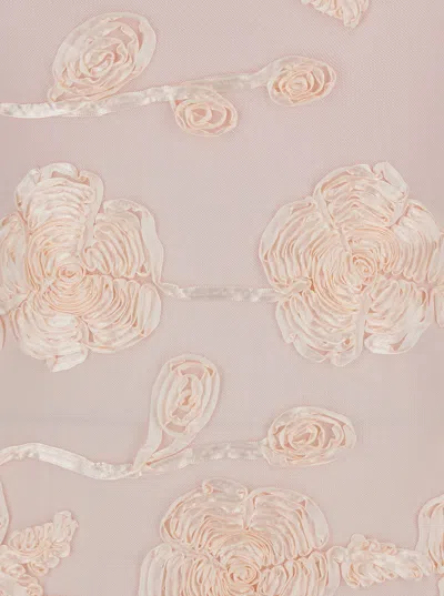 Rotate Birger Christensen Off-shoulder Sleeveless Long Dress With All-over Floral Embroidey And Rear Single Slit In Tech Fabri