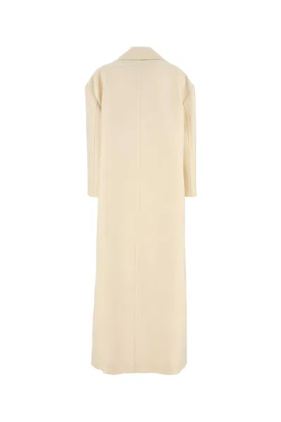 Gucci Women Wool And Silk Crepe Coat With All-over Gg Motif In Neutral