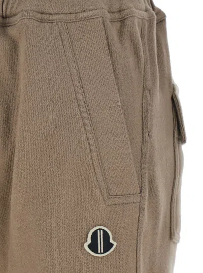 Moncler Genius Rick Owens X Moncler Beige Joggers With Elastic Drawstring Waist And Logo Patch On The Front In Cott