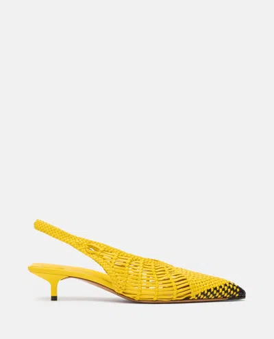 Jacquemus Woven Slingback Shoes With Pointed Toe In Yellow