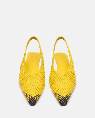 Jacquemus Woven Slingback Shoes With Pointed Toe In Yellow