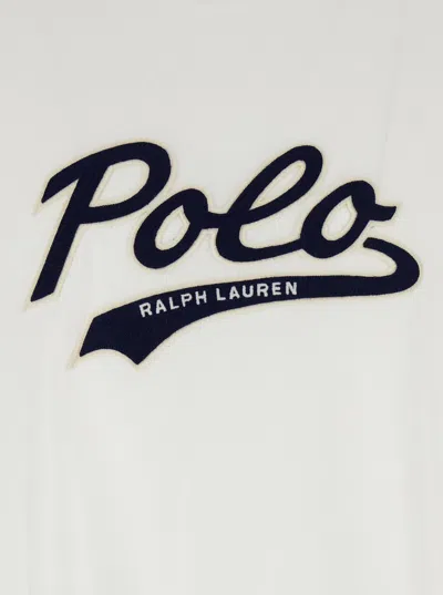 Polo Ralph Lauren White Crewneck T-shirt With Contrasting Logo Print On The Front