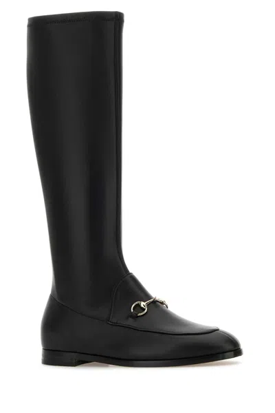 Gucci Ankle Boots With Flat Sole And Gold-tone Hardware In Black