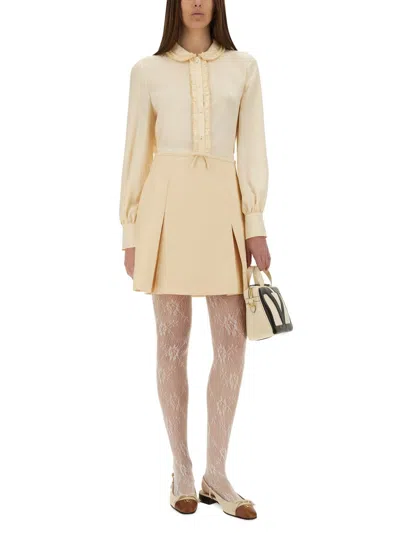 Valentino "toute La V" Silk Jacquard Shirt In Neutral