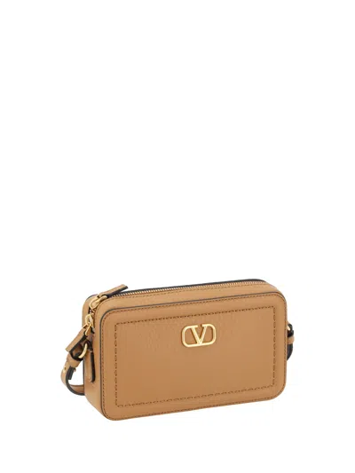 Valentino Garavani Mini Leather Crossbody Bag With Adjustable Strap In Brown
