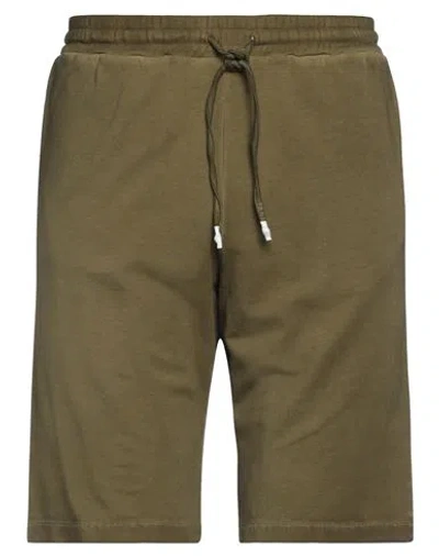 Wool & Co Man Shorts & Bermuda Shorts Military Green Size Xl Cotton, Elastane