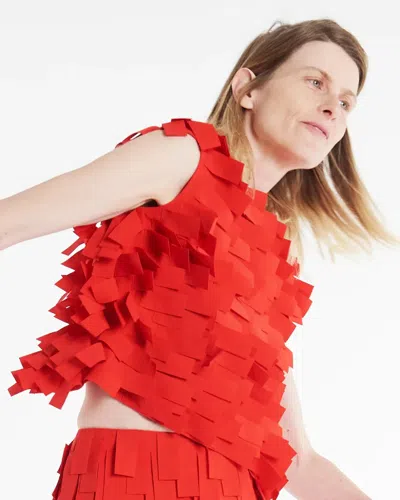 A.w.a.k.e. A. W.a. K.e. Mode Open Back Top With Rectangle Detail Red