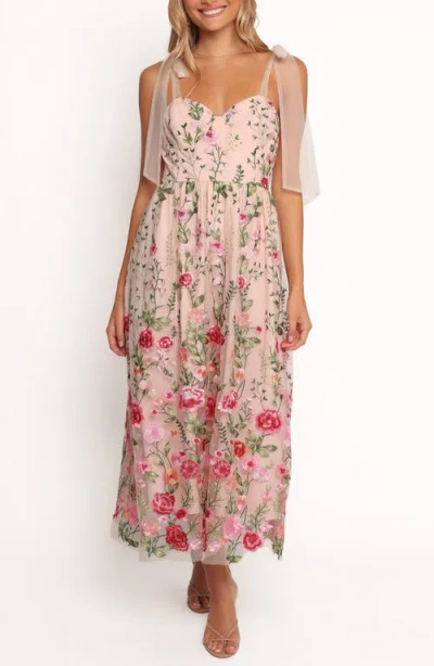 Petal And Pup Petal & Pup Mirabel Embroidered Tie Strap Maxi Dress In Multi