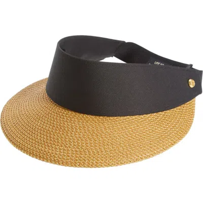 Eric Javits Squishee Straw Champ Custom Fit Visor In Black