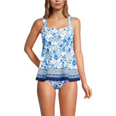 Lands' End Adjustable Scoop Neck Flutter Tankini Top