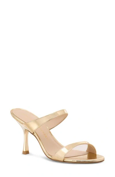 Stuart Weitzman Nudist Metallic Leather Slide Sandals In Gold