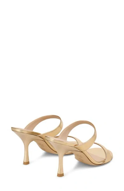 Stuart Weitzman Nudist Metallic Leather Slide Sandals In Gold