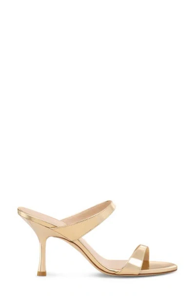 Stuart Weitzman Nudist Metallic Leather Slide Sandals In Gold
