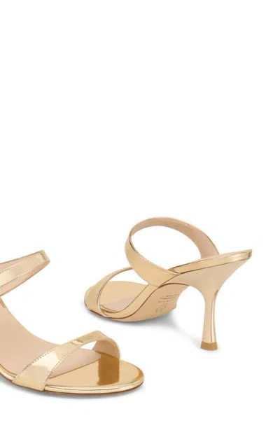 Stuart Weitzman Nudist Metallic Leather Slide Sandals In Gold