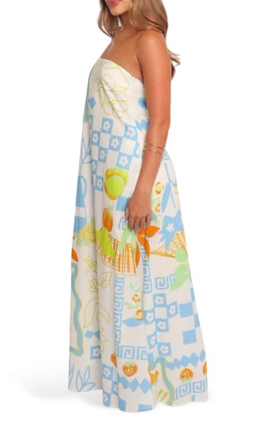 Petal And Pup Petal & Pup Kaelani Printed Strapless Cotton Maxi Dress In Multi