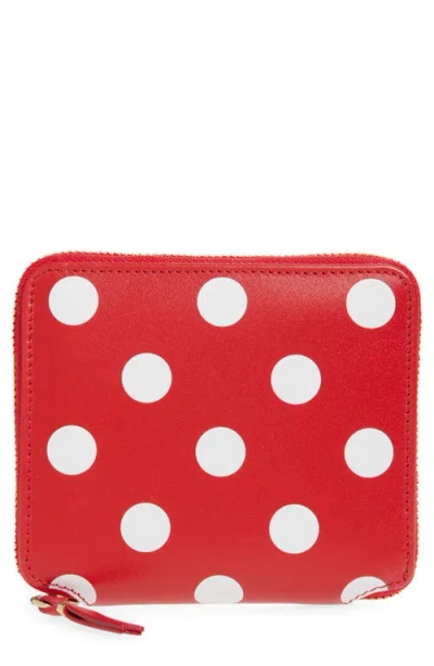 Comme Des Garçons Wallets Dot Print Leather Wallet In Red