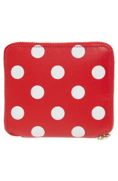 Comme Des Garçons Wallets Dot Print Leather Wallet In Red