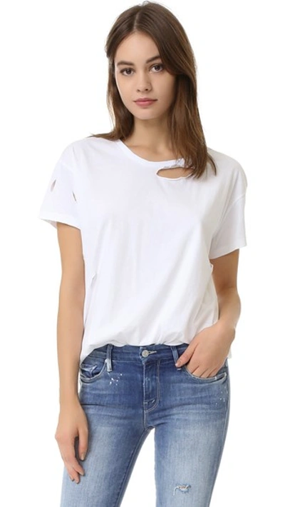 Anine Bing Distressed Tee In White