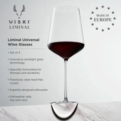 Viski Reserve Liminal Universal Wine Glasses Set Of 4