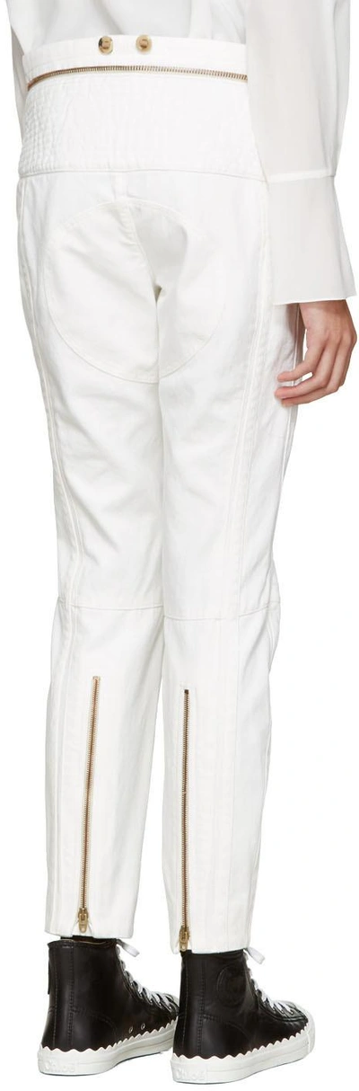 Shop Chloé White Utilitarian Biker Jeans