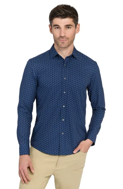 Wrk W.r.k Basic Slim Fit Navy Micropaisley Performance Button-up Shirt